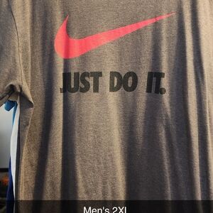 Nike Gray and Red Short Sleeve Tee